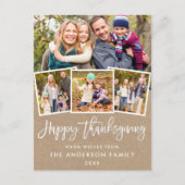 Penseel Script Thanksgiving 4 Foto Kraft Briefkaart (Voorkant)