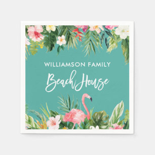 Penseel Script Tropical Floral Beach House Servet