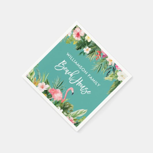 Penseel Script Tropical Floral Beach House Servet (Hoek)