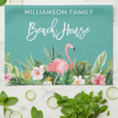 Penseel Script Tropical Floral Beach House Theedoek (Gevouwen)