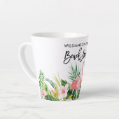 Penseel Script Tropical Floral Family Beach House Latte Mok (Linkerhoek)