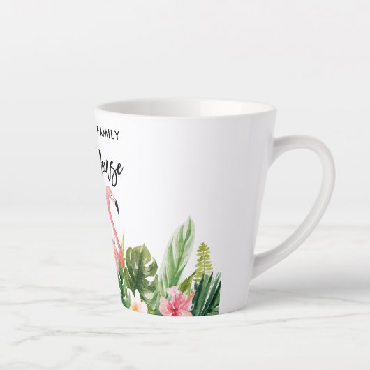 Penseel Script Tropical Floral Family Beach House Latte Mok (Rechts)