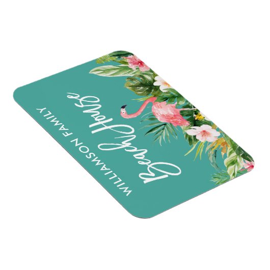 Penseel Script Tropical Floral Family Beach House Magneet (Rechterzijde)