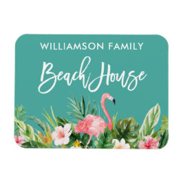 Penseel Script Tropical Floral Family Beach House Magneet