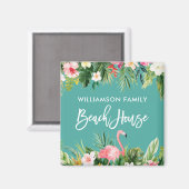 Penseel Script Tropical Floral Family Beach House Magneet (Voorkant / Achterkant)