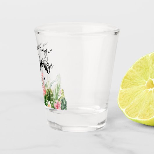 Penseel Script Tropical Floral Family Beach House Shot Glas (Rechts)