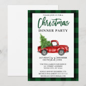 Penseel Script Truck Green Pset Kerstdiner Kaart (Voorkant / Achterkant)