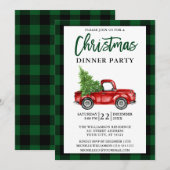 Penseel Script Truck Green Pset Kerstparty Kaart (Voorkant / Achterkant)