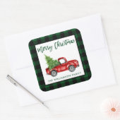 Penseel Script Truck Green Pset L Vierkante Sticker (Envelop)