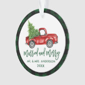 Penseel Script Truck Green Pset Married Merry Ornament (voorkant)