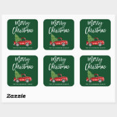 Penseel Script Truck Green voor kerstmis Vierkante Sticker (Vel)