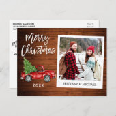 Penseel Script Truck Instant Photo Wood Kerstmis Briefkaart (Voorkant / Achterkant)