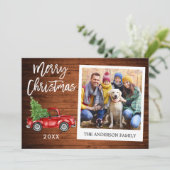Penseel Script Truck Instant Photo Wood Kerstmis Feestdagenkaart (Staand voorkant)