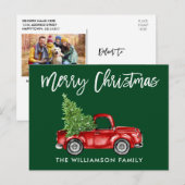 Penseel Script Truck Kerstmis PHOTO BACK Green Briefkaart (Voorkant / Achterkant)