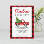 Penseel Script Truck Red Pset-kerstdiner Kaart (Staand voorkant)