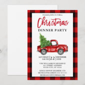 Penseel Script Truck Red Pset-kerstdiner Kaart (Voorkant / Achterkant)