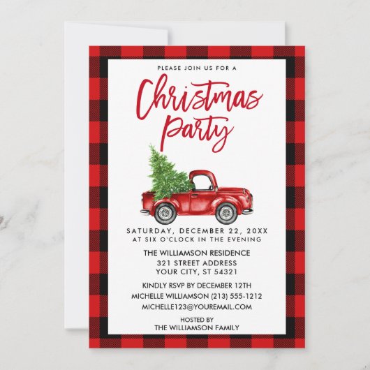 Penseel Script Truck Red Pset-kerstparty Kaart (Voorkant)