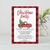 Penseel Script Truck Red Pset-kerstparty Kaart (Staand voorkant)