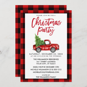 Penseel Script Truck Red Pset-kerstparty Kaart