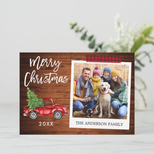 Penseel Script Truck Wood Craft Tape Instant Photo Feestdagenkaart (Staand voorkant)