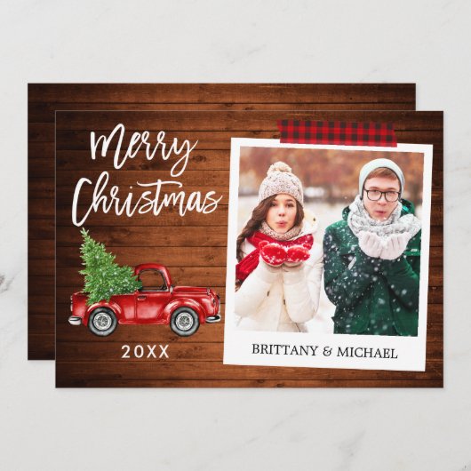 Penseel Script Truck Wood Instant Photo Craft Tape Feestdagenkaart (Voorkant / Achterkant)