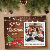 Penseel Script Truck Wood  Kerstmis foto Briefkaart