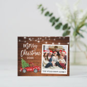 Penseel Script Truck Wood  Kerstmis foto Briefkaart (Staand voorkant)