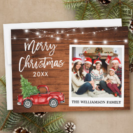 Penseel Script Truck Wood  Kerstmis foto Feestdagenkaart