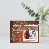Penseel Script Truck Wood  met kerstmis Briefkaart (Staand voorkant)