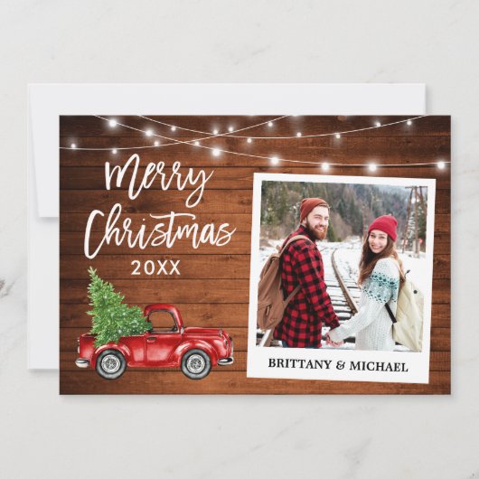 Penseel Script Truck Wood  met kerstmis Feestdagenkaart (Voorkant)