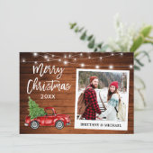 Penseel Script Truck Wood  met kerstmis Feestdagenkaart (Staand voorkant)