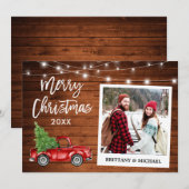 Penseel Script Truck Wood  met kerstmis Feestdagenkaart (Voorkant / Achterkant)