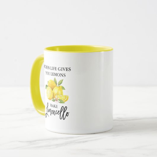 Penseel Script Waterverf Lemons Limoncello Yellow Mok (Voorkant links)