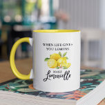 Penseel Script Waterverf Lemons Limoncello Yellow Mok<br><div class="desc">Moderne Waterverf voor penseelscript als het leven je leemten geeft die Limoncello Mok maken</div>