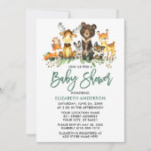 Penseel Script Waterverf Woodland Animals Shower Kaart (Voorkant)