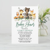 Penseel Script Waterverf Woodland Animals Shower Kaart (Staand voorkant)