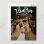 Penseel Script Weddenschap Foto Bedankt Moderne Briefkaart (Voorkant / Achterkant)