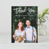 Penseel Script Weddenschap Fotohout Dank u Kaart W (Staand voorkant)