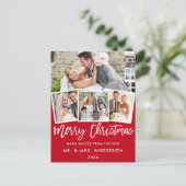 Penseel Script Weddenschap Kerstmis 4 Rood Briefkaart (Staand voorkant)