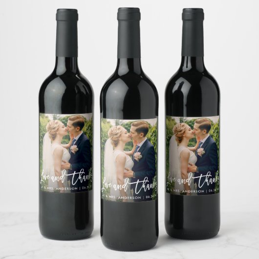 Penseel-Script Weddenschap van foto's en Bedankt M Wijn Etiket (Flessen)
