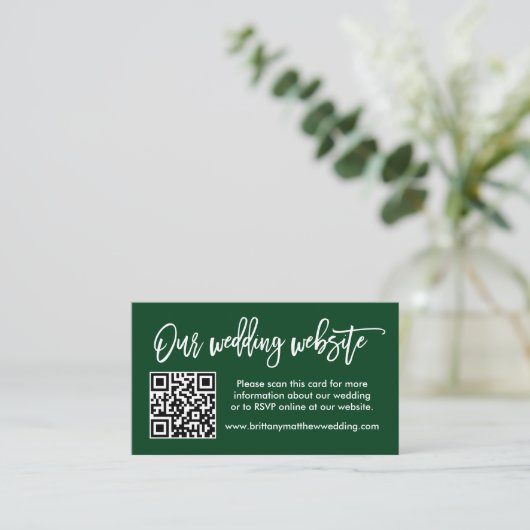 Penseel Script Weddenschap Website QR Foto groen Informatiekaartje (Staand voorkant)