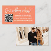 Penseel Script Weddenschap Website QR Foto Koraal Informatiekaartje (Voorkant / Achterkant)