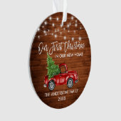 Penseel Script Wood 1st Kerstmis Thuisvrachtlichte Ornament (voorkant)