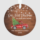 Penseel Script Wood 1st Kerstmis Thuisvrachtlichte Ornament (achterkant)