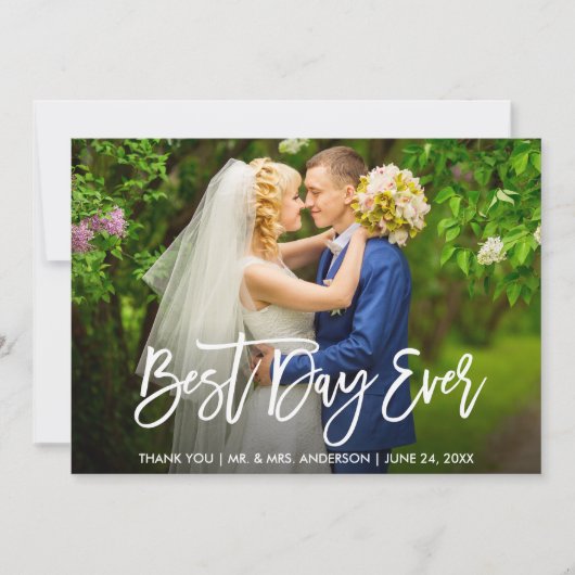 Penseel Script Wood Beste dag van het huwelijk Kaart (Voorkant)