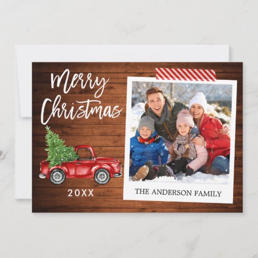 Penseel Script Wood Craft Tape Instant Photo Truck Feestdagenkaart (Voorkant)