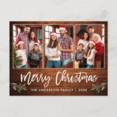 Penseel Script Wood Greenery 3 Kerstmis foto Briefkaart (Voorkant)