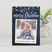 Penseel Script Wood Instant Camera Kerstmis Feestdagenkaart (Staand voorkant)