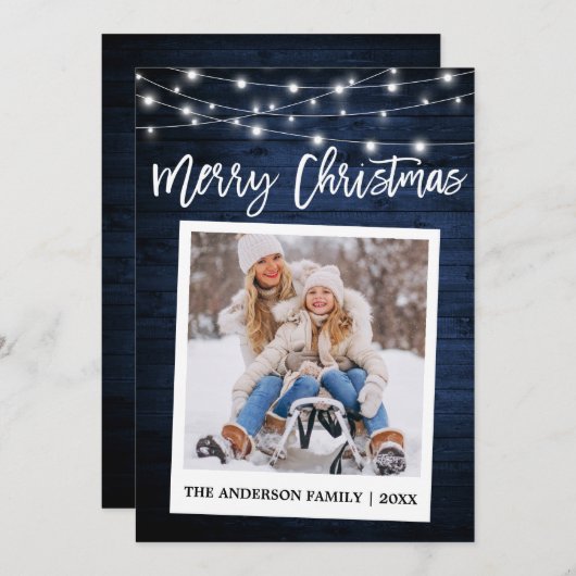 Penseel Script Wood Instant Camera Kerstmis Feestdagenkaart (Voorkant / Achterkant)