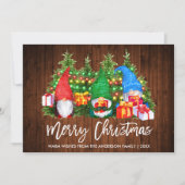 Penseel Script Wood licht kerstknomes Feestdagenkaart (Voorkant)